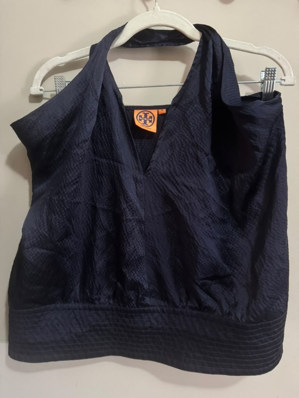 Tory Burch Navy Textured Halter Camisole